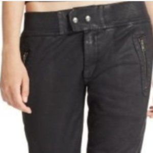 POLO RALPH LAUREN MOTO BIKER STRETCH PANTS BLACK COATED M